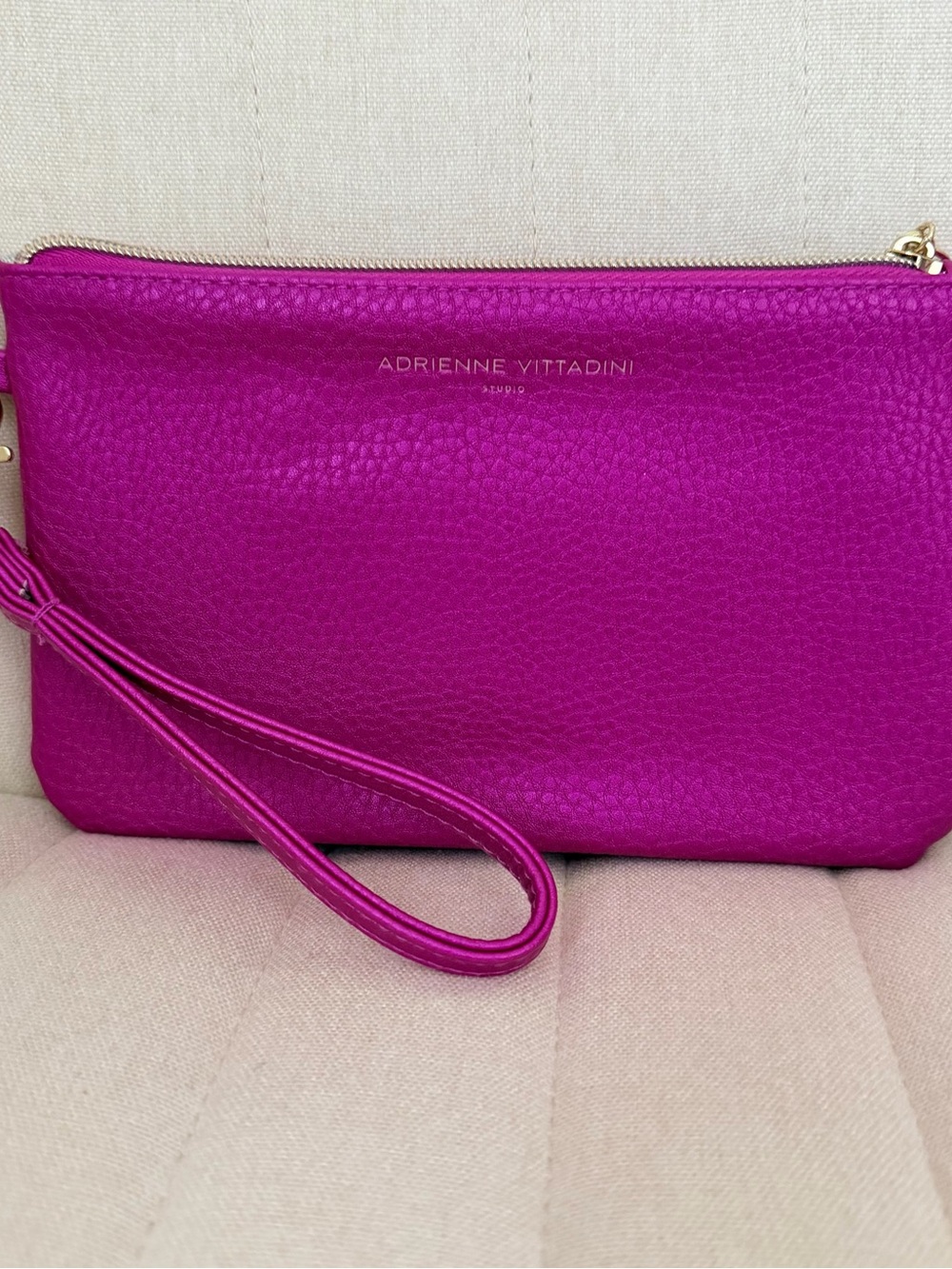 Adrienne Vittadini Magenta Textured Wristlet Clutch